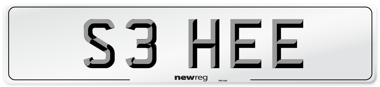 S3 HEE Number Plate from New Reg